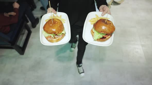 Two Big Appetizing Burger with Meat Cutle alt