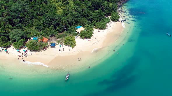 Paraty bay water. Beach landmark travel destination in Brazil. alt