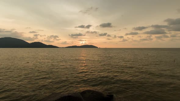 Sunset Behind Island 