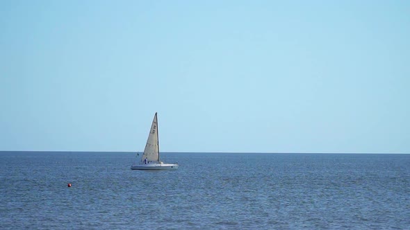 Sailing Yacht Floating in the Sea