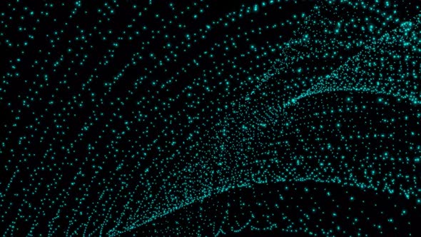 cyan color particle wave background animation. Vd 1060