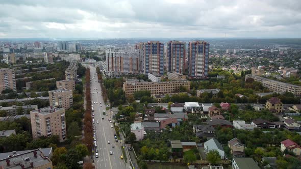 Kharkiv city aerial. Pavlovo Pole district area