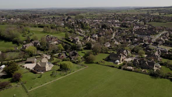 Chipping Campden Cotswold Village Spring Season Aerial Landscape Colour Graded