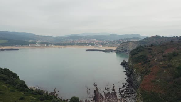 Panoramic footage of Plentzia resort city, beauty of Atlantic ocean