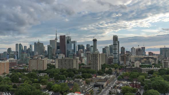 Modern City Skyline Architecture Downtown Toronto Clouds
