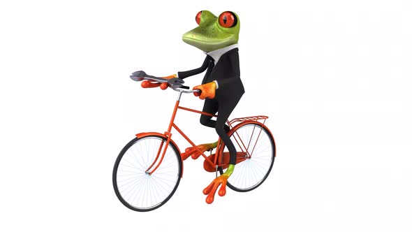 Fun frog on a bicycle - Digital animation alt