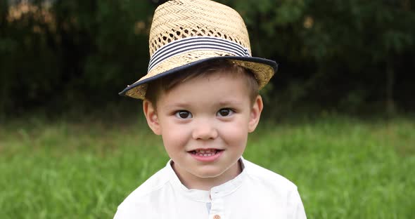 Handsome Little Caucasian Boy Pulling Funny Faces