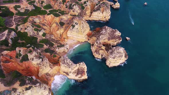 Flight Over Beautiful Mountains Near Ocean Shore