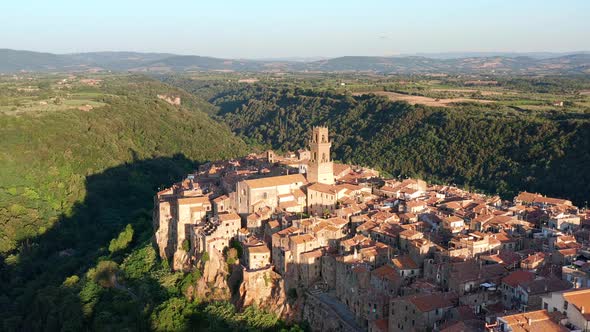 Aerial view showing architecture of Pitigliano, Italy