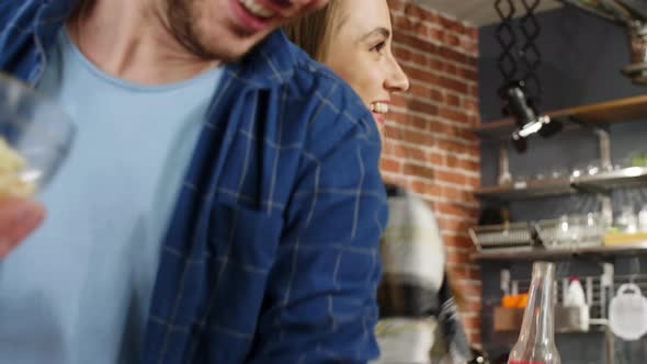 Couple dancing at home