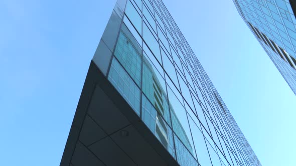 Moving among modern office building alt