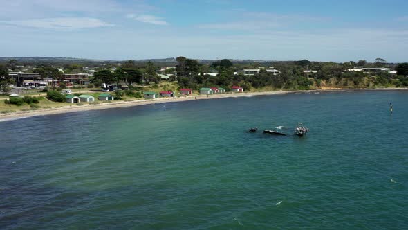 AERIAL Dolly Forward, PS Ozone Paddle Steamer Wreckage, Indented Head alt