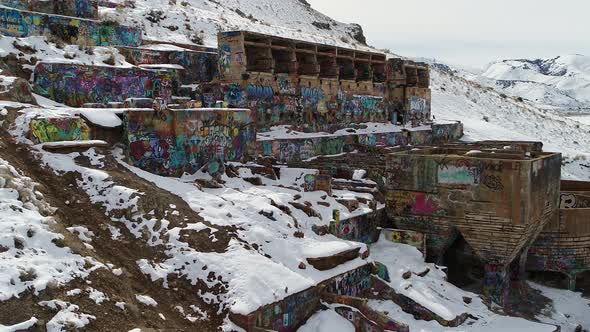 Built into the side of a mountain in 1920 on the southern end of Genola, Utah, the Old Tintic Mill p alt