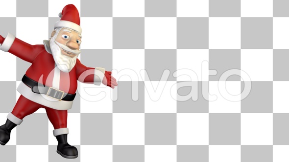 Santa Claus Climbing Waving Indicating