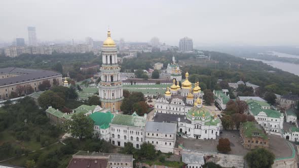 Symbol of Ukraine : Kyiv-Pechersk Lavra. Kiev. Slow Motion Aerial View alt