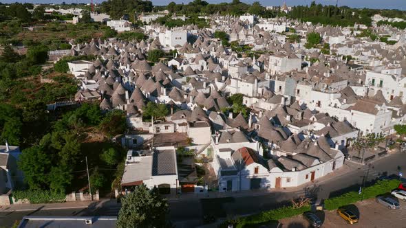 Aerial view of small town in Puglia region -  Alberobello, Italy.