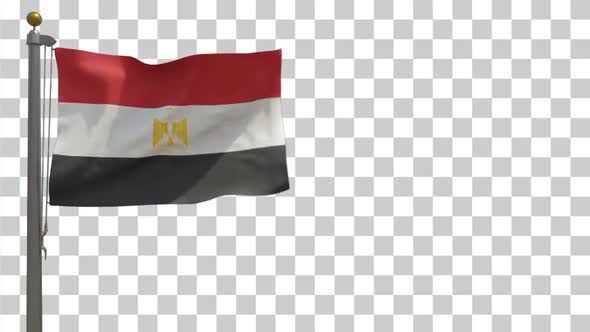 Egypt Flag on a Flagpole with Alpha Channel - 4K alt