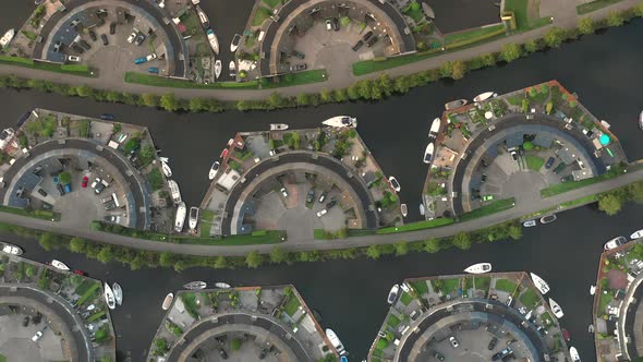 Bird's Eye View of the Lemmer Marina Unusual Cogs and Geometric Shapes alt