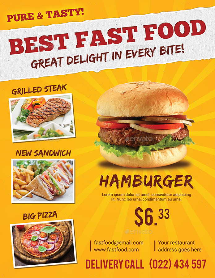 Fast Food Flyer Template By Th Studio Graphicriver Fast Food Flyer Template Restaurant Flyers 01 Screenshot Jpg