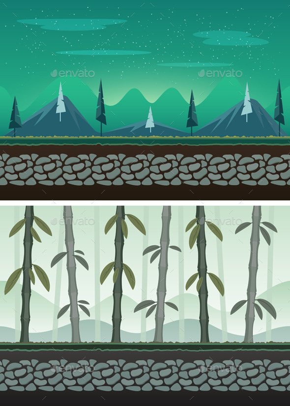 Seamless Landscape For Game Background - Backgrounds Decorative