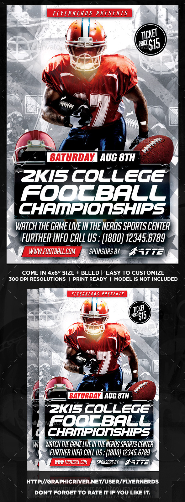 2K15 College Football Championships Sports Flyer - Sports Events