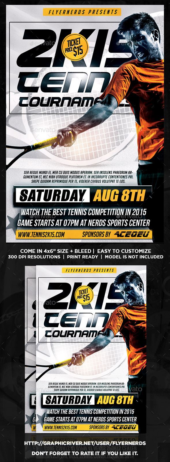 2K15 Tennis Tournament Sports Flyer - Sports Events