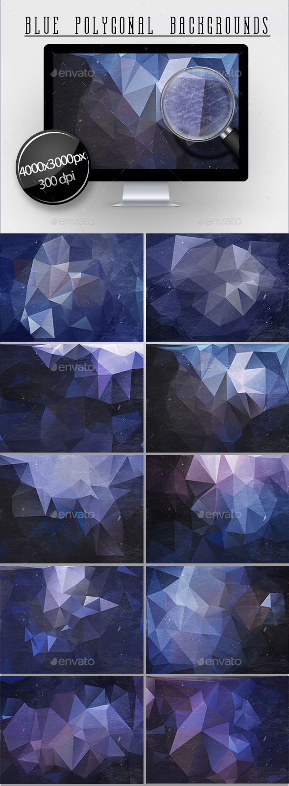 10 Blue Polygonal Backgrounds - Abstract Backgrounds