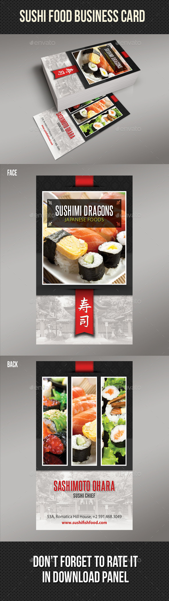 Sushi Food Business Card 03 - Industry Specific Business Cards