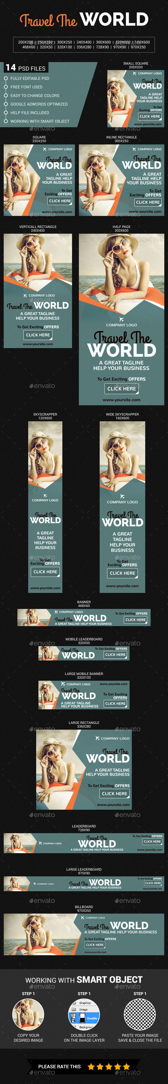 Travel The World - Banners & Ads Web Elements