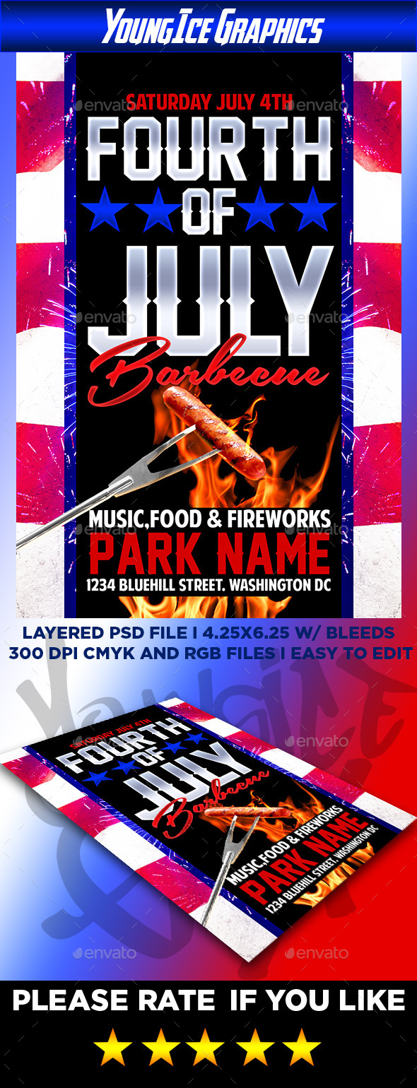 4th of July BBQ Flyer Template - Events Flyers