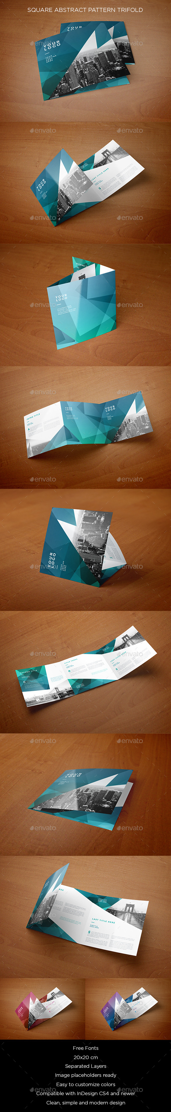 Square Abstract Pattern Trifold - Brochures Print Templates
