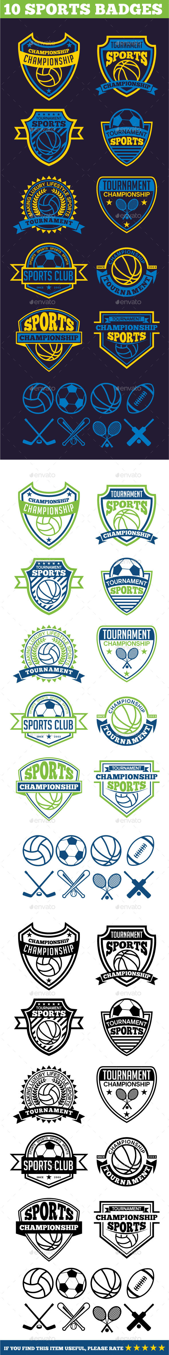 10 Sports Badges - Badges & Stickers Web Elements