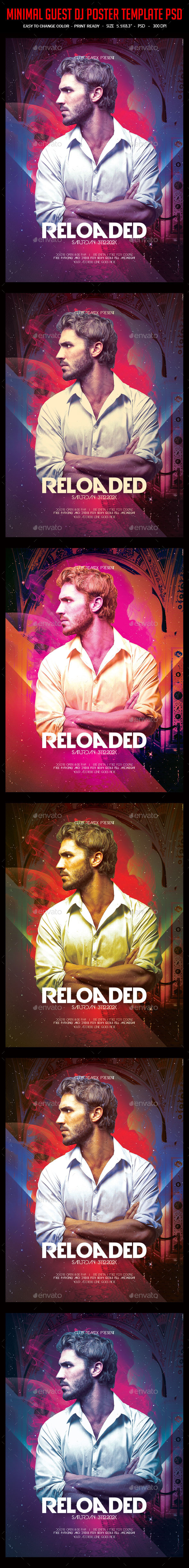 Minimal Guest Dj Poster Template PSD - Clubs & Parties Events