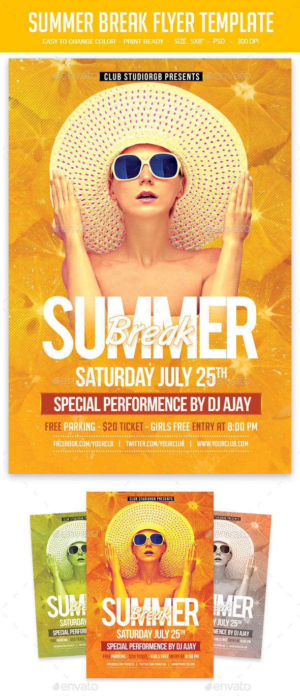 Summer Break Flyer Template - Clubs & Parties Events