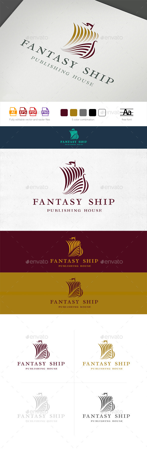 Fantasy Ship Logo Template - Objects Logo Templates