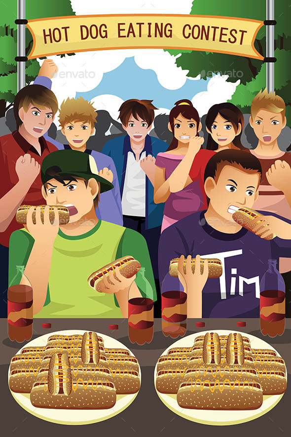 People in Hotdog Eating Contest - People Characters