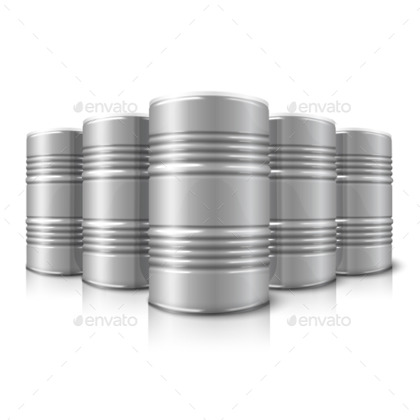 Blank Vector Realistic Big Oil Barrels Isolated - Man-made Objects Objects