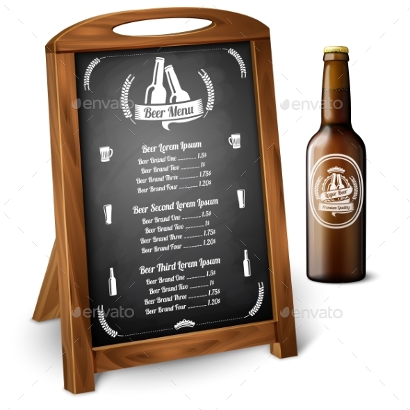 Menu Template On Chalkboard - For Alcohol - Man-made Objects Objects