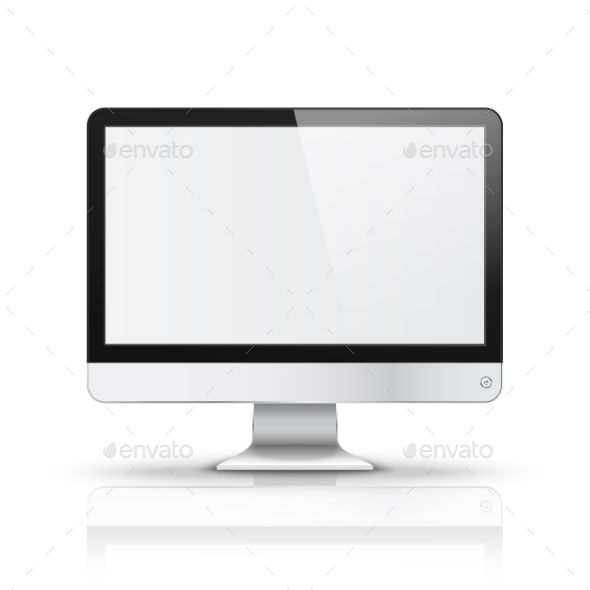Modern Computer Display With Blank Screen Isolated - Man-made Objects Objects