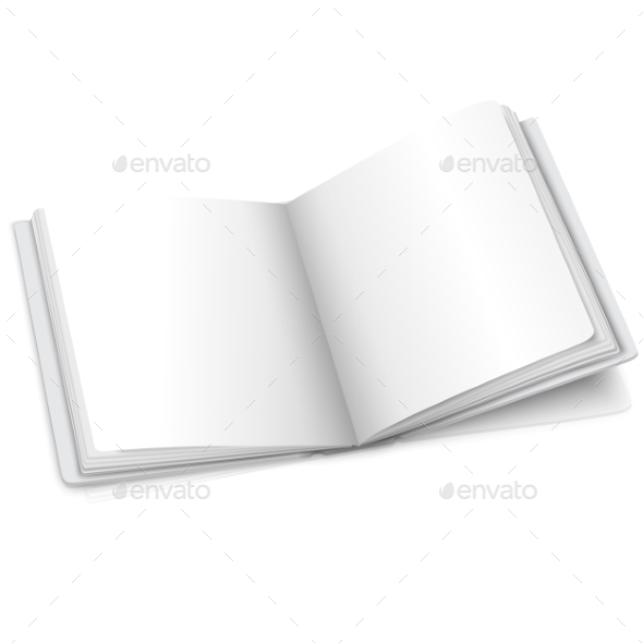 Blank White Vector Opened Book Or Photo Album - Man-made Objects Objects