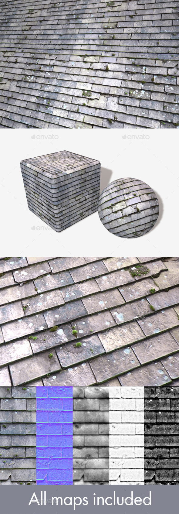 Mossy Slate Roof - 3Docean 11999643