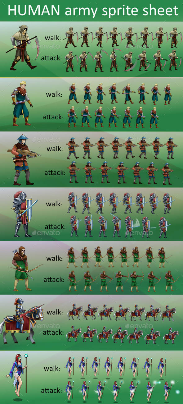 Human Army game sprite sheet - Sprites Game Assets