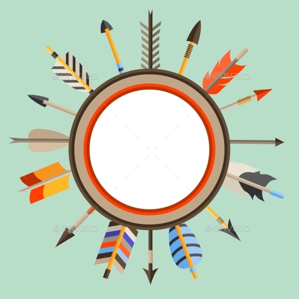 Ethnic Background With Indian Arrows In Native - Religion Conceptual