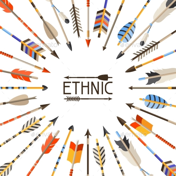 Ethnic Background With Indian Arrows In Native - Religion Conceptual