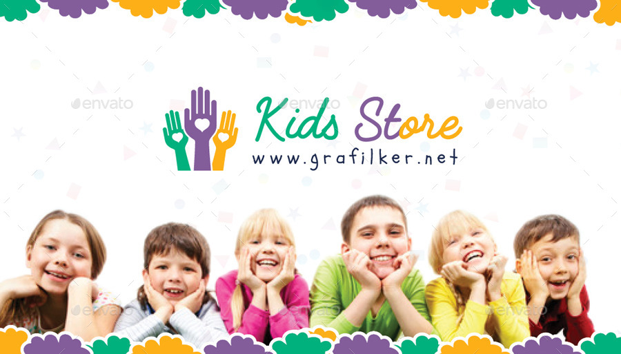 kids store business card templates by grafilker graphicriver kids business cards