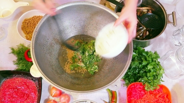 Process Of Eastern Spicy Food Cooking