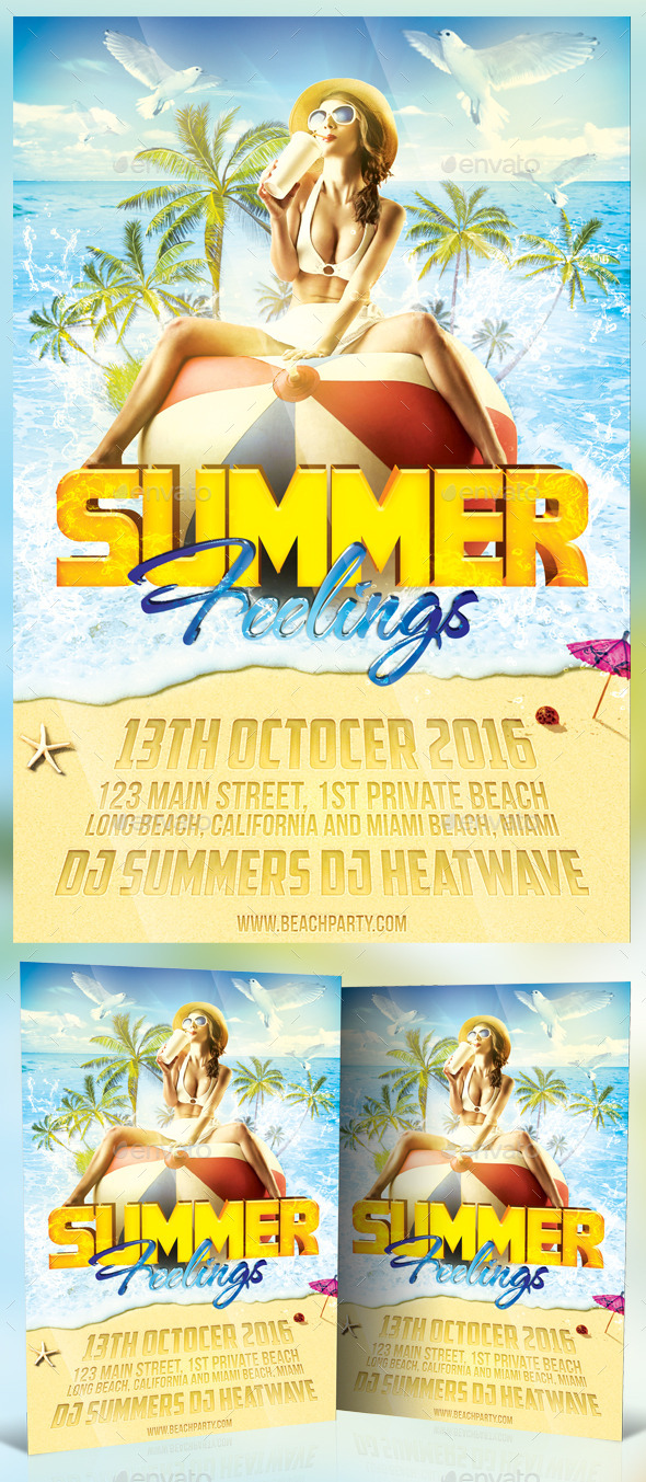 Summer Feelings Flyer Template - Clubs & Parties Events
