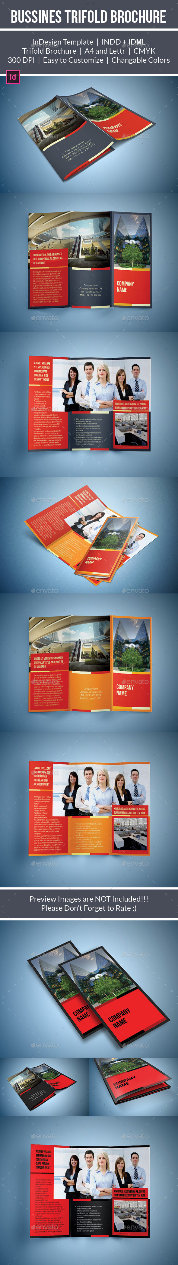Bussines Tri Fold Brochure Template - Brochures Print Templates