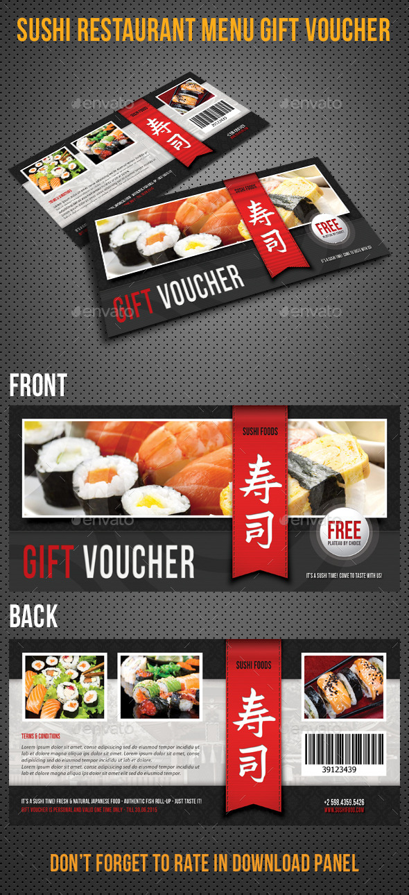 food letters 4 voucher Menu 04 Restaurant Voucher by rapidgraf Sushi Gift