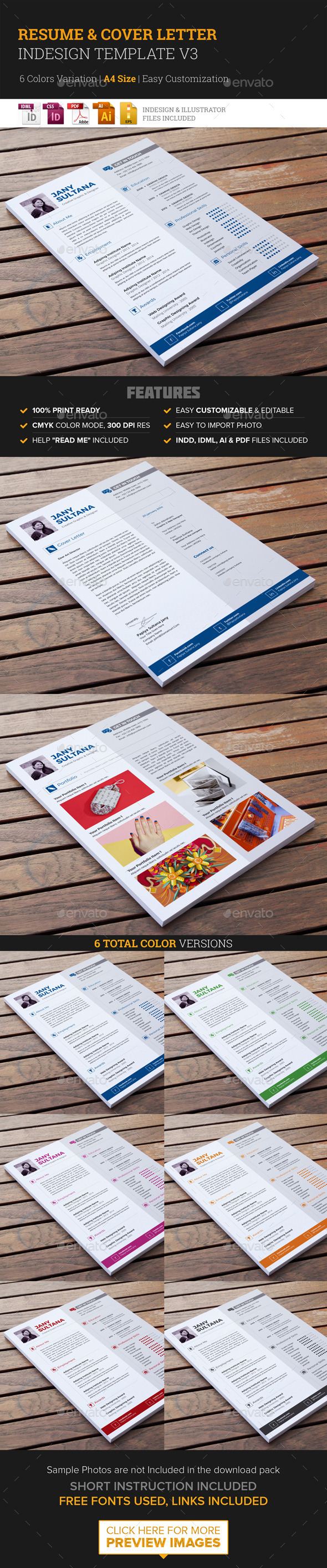 Resume & Cover Letter Template v3 - Resumes Stationery